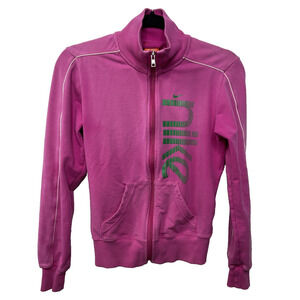 VTG Y2K 90s Nike Full Zip Graphic Sweatshirt Pink Spellout Womens S‎ Activewear